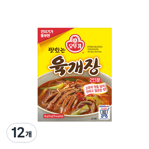 오뚜기 즉석 육개장 2인분, 38g, 12개입