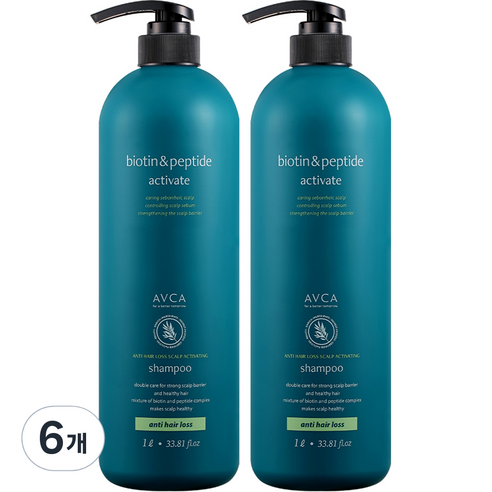 아브카 비오틴 두피케어 대용량 탈모 기능성샴푸, 1000ml, 6개