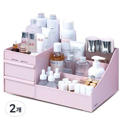 마켓플랜 멀티 화장품 정리함, 2개, 핑크