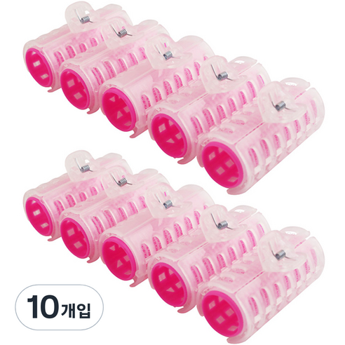 세븐스타 집게 헤어롤 5p, 롤(핑크), 집게(투명), 10개