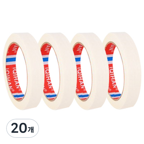 iQIHAN 다다 칼라 마스킹테이프 흰색 20 mm x 20 m, 20개