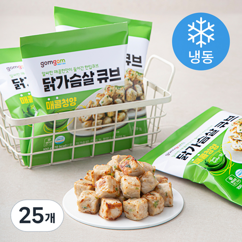 닭가슴살  곰곰 닭가슴살 큐브 매콤청양 (냉동), 100g, 25개