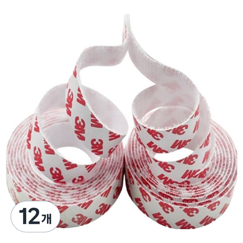 파리박사 벨크로 테이프 화이트 2cm x 2m, 12개