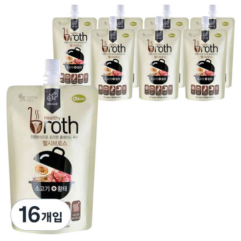 헬시브로스 반려동물 프리미엄 홈메이드 육수 180ml, 뼈/관절강화, 16개