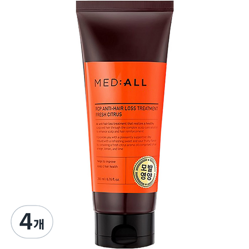 메디올 알시피 안티 헤어 로스 크림 트리트먼트 프레시 시트러스향, 4개, 200ml