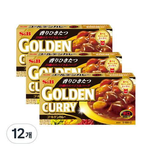 에스엔비 골든 고형 카레 매운맛, 198g, 12개