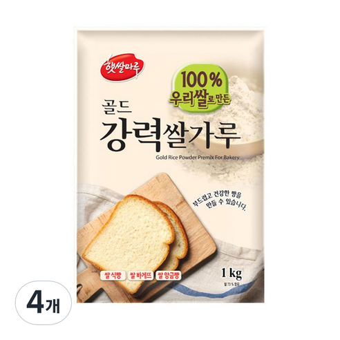 햇쌀마루 골드강력 쌀가루, 1kg, 4개