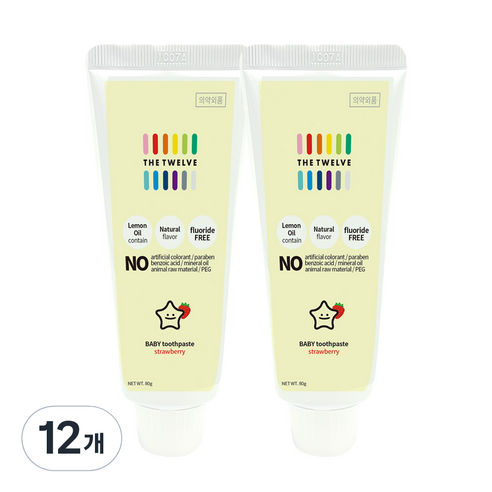 더트웰브 Step1 베이비 무불소치약, 80g, 12개