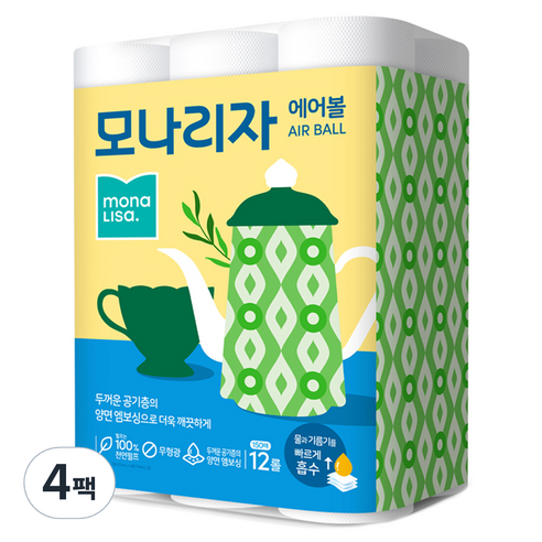 모나리자 에어볼 키친타올 150매, 12롤, 4팩