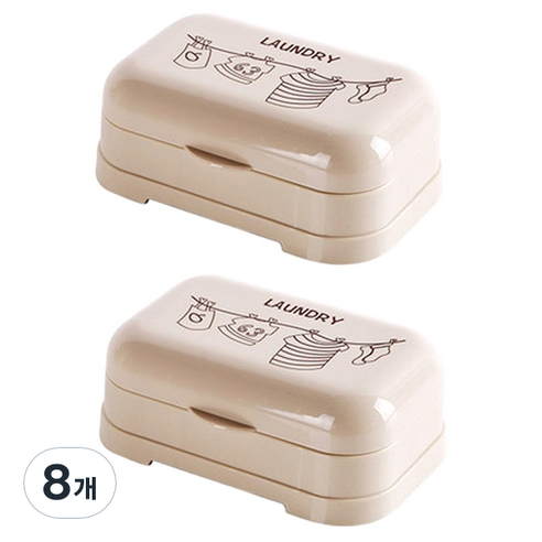 더자카 북유럽풍 스케치 비누곽, 아이보리, 8개