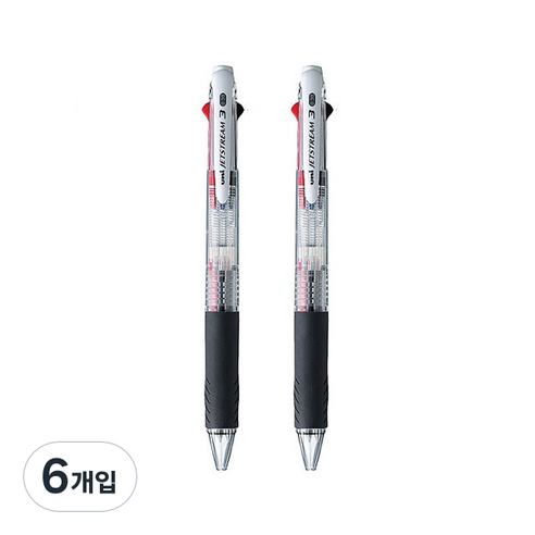 제트스트림 3색볼펜 0.38mm, 투명, 6개입