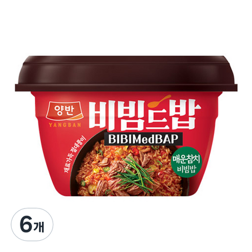 동원 양반 비빔드밥 매운참치 비빔밥 컵, 6개, 272.5g