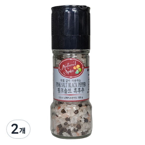 내츄럴스파이스 핑크솔트 흑후추 그라인더, 100g, 2개