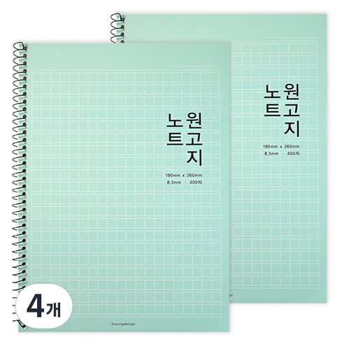투영디자인 원고지 노트, 민트, 4개