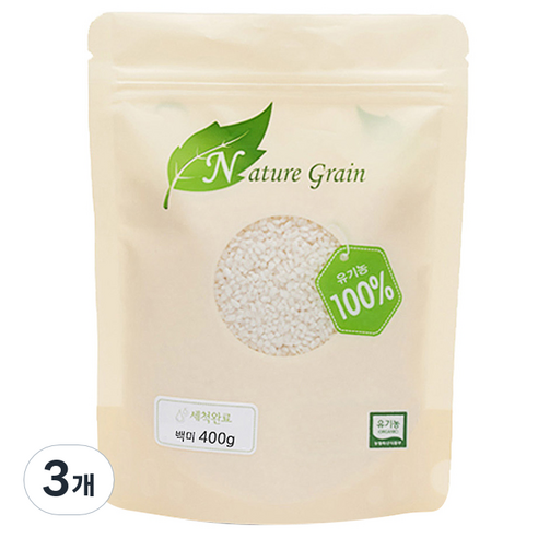 네이쳐그레인 유기농 백미 400g 이유식, 3개