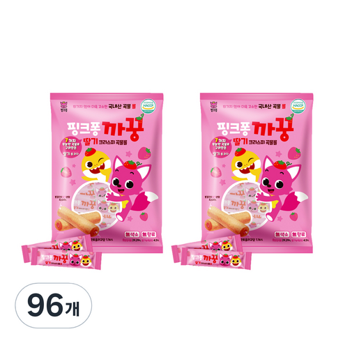 핑크퐁 까꿍 유산균 곡물과자 5g, 딸기, 4개