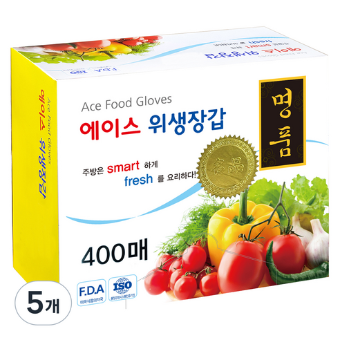 에이스 명품 위생장갑, 400개입, 5개