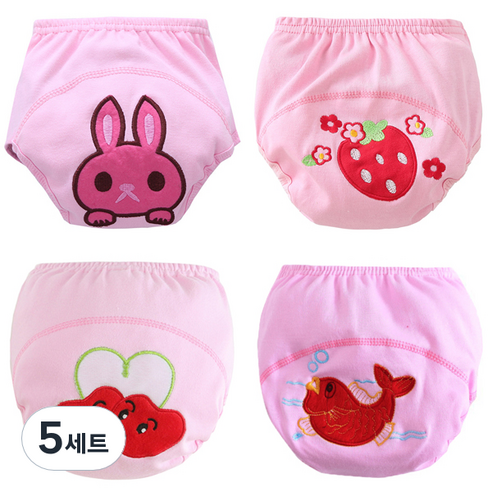 엠케이 여아용 앙증 조이멀티 순면 배변훈련팬티 4종세트, 랜덤 발송, 5세트