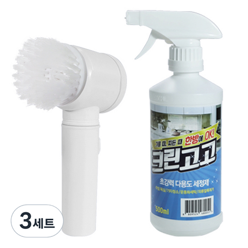 크린고고 다용도 전동 욕실솔 + 버블세정제 500ml, 3세트