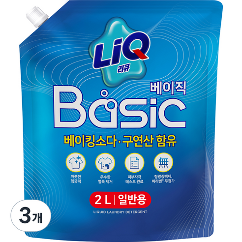 리큐 베이직 일반용 액체세제 리필, 2L, 3개