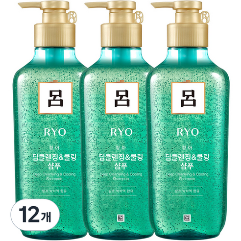 려 청아 딥클렌징 쿨링 샴푸, 12개, 550ml