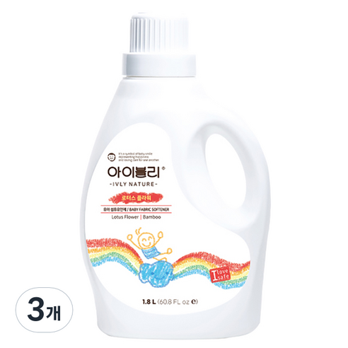 아이블리네이쳐 대나무 성분 섬유유연제 로터스 플라워향 본품, 1.8L, 3개