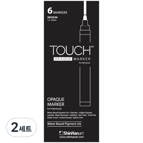 터치 오펙 마카 6p 세트 미디엄 블랙, 6색, 2세트