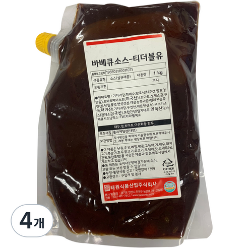태원 바베큐 소스 티더블유, 1kg, 4개