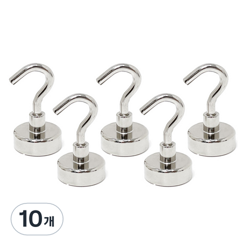 초강력 네오디움 후크 고리자석 25mm TJ10T, 실버, 10개