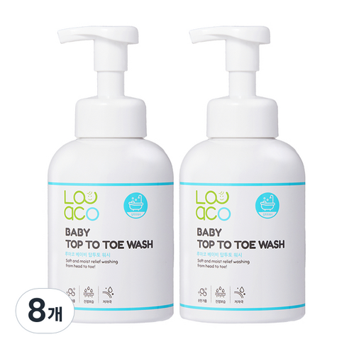 루아코 베이비 탑투토 워시 올인원클렌저, 500ml, 8개