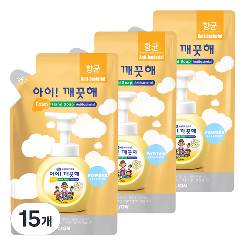 아이깨끗해 순 폼 핸드 솝 파우더향, 15개, 200ml