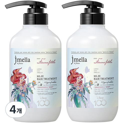 제이멜라 디즈니100 에디션 팜므파탈 헤어 트리트먼트 화이트 릴리향, 500ml, 4개