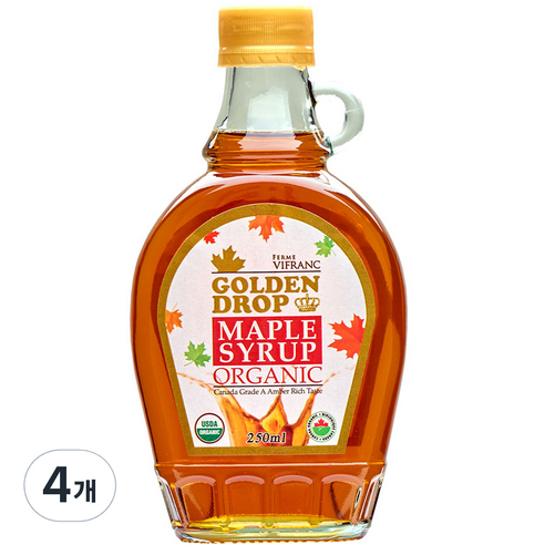 골든드롭 유기농 메이플 시럽, 250ml, 4개