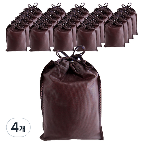 부직포 복주머니 더스트백 15 x 20 cm 25p, 브라운, 4개