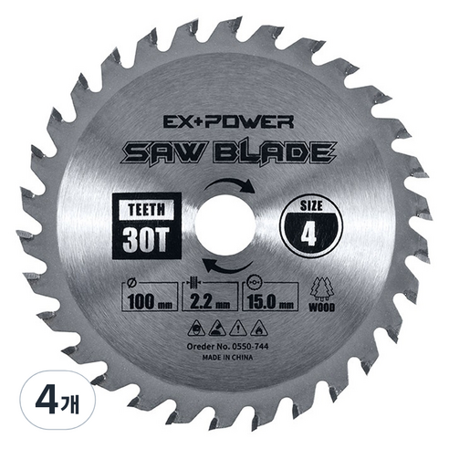 이엑스파워 팁소 목재용 100mm EXC-04030, 4개