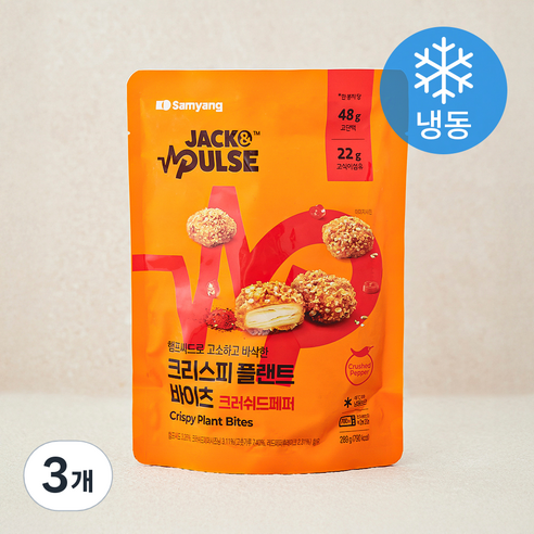잭앤펄스 크리스피 플랜트 바이츠 크러쉬드페퍼 (냉동), 289g, 3개