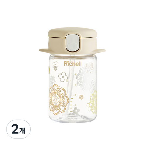 릿첼 AQ 슬림 빨대컵 R, 베이지, 2개, 160ml
