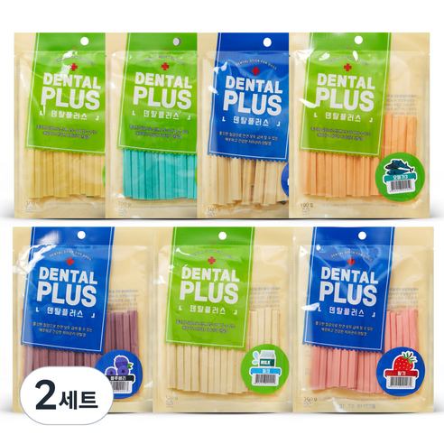 덴탈플러스 강아지 껌, 청포도, 치즈, 밀크, 오메가3, 블루베리, 딸기, 요거트, 100g, 2세트