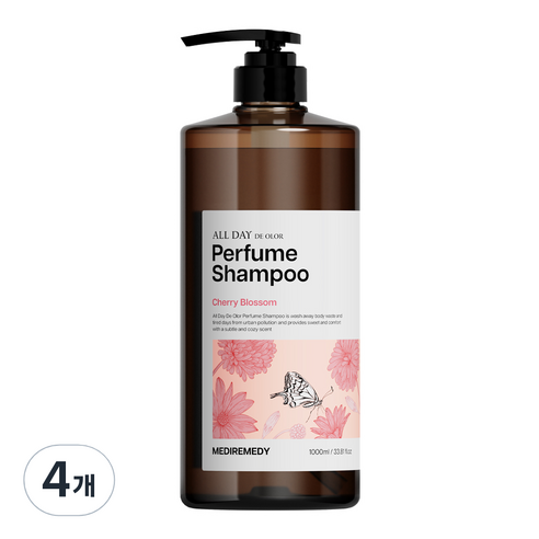 메디레머디 올데이 데오르 퍼퓸 샴푸 체리블라썸, 4개, 1000ml