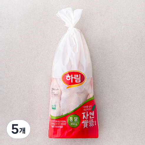 하림 무항생제 인증 자연실록 통닭 (냉장), 850g, 5개