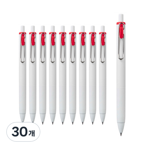 유니볼원 중성 잉크펜 0.5mm, 레드, 30개