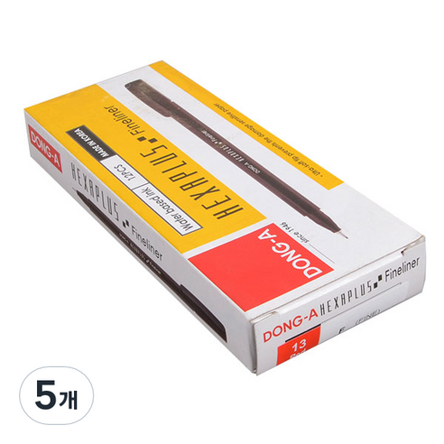 동아 헥사 파인라이너 수성펜 0.5mm x 12p, 적색, 5개