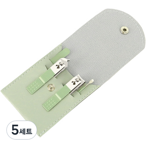 접이식 가죽 가방 + 휴대용 손톱깎이 4종 세트, 그린, 5세트