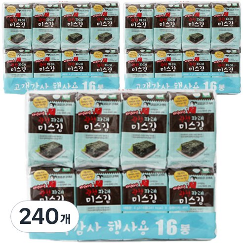 미스김 광천 파래 도시락김, 4g, 240개
