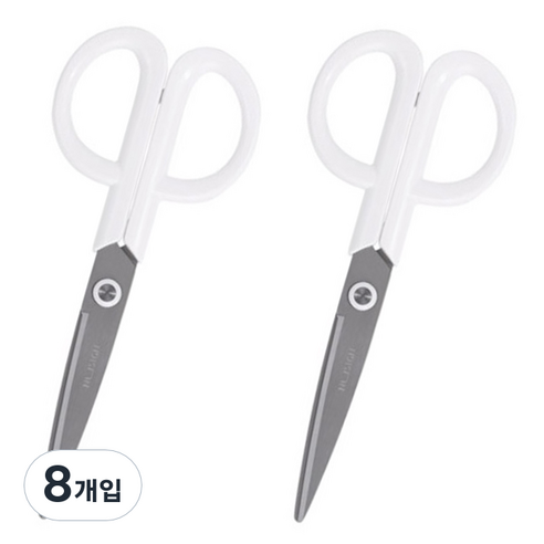 누사인 ABS 사무용 가위 NS053, 퓨어화이트, 8개입
