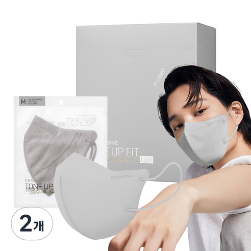 참존 톤업핏 블랙라벨 라이트 마스크 중형, 25개입, 2개, 포그 그레이