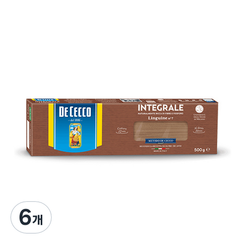 데체코 통밀 링귀니 스파게티면, 500g, 6개