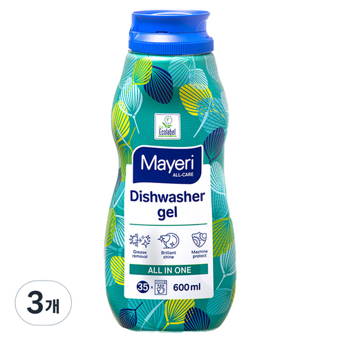 마이에리 올케어 식기 세척기 겔 세제 올인원, 600ml, 3개