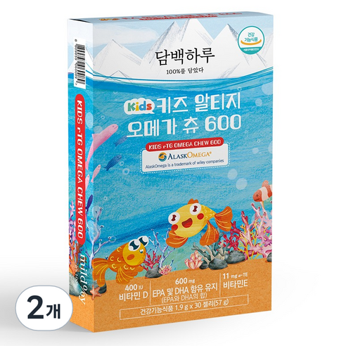 담백하루 키즈 알티지 오메가 츄 600 30p, 2개, 57g