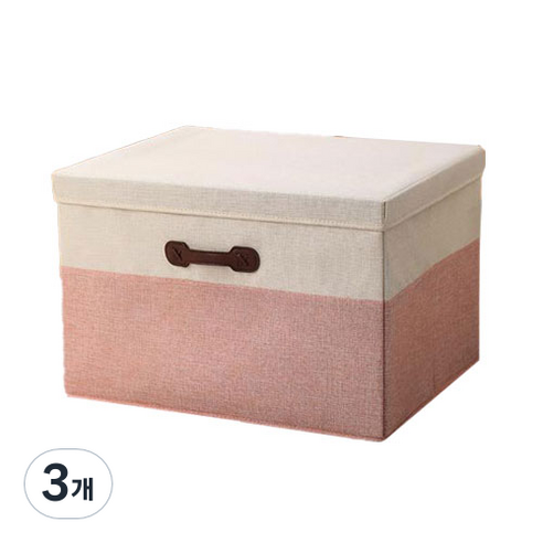 접어서 보관하는 옷정리함 M, 3개, 핑크